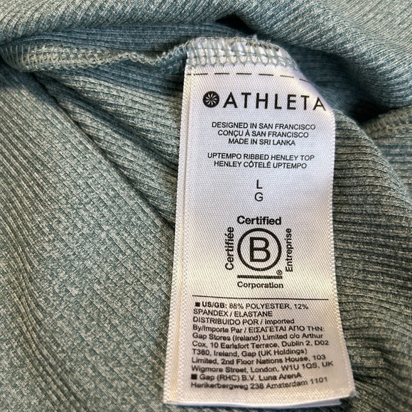 Athleta Uptempo Ribbed Henley Top Size Large Gray Green - Picture 8 of 10